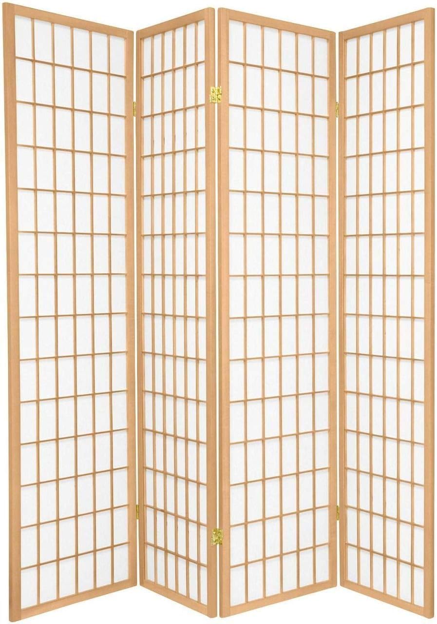 Shoji Screen Divider - Japanese Style 4 Panels Wood Shoji