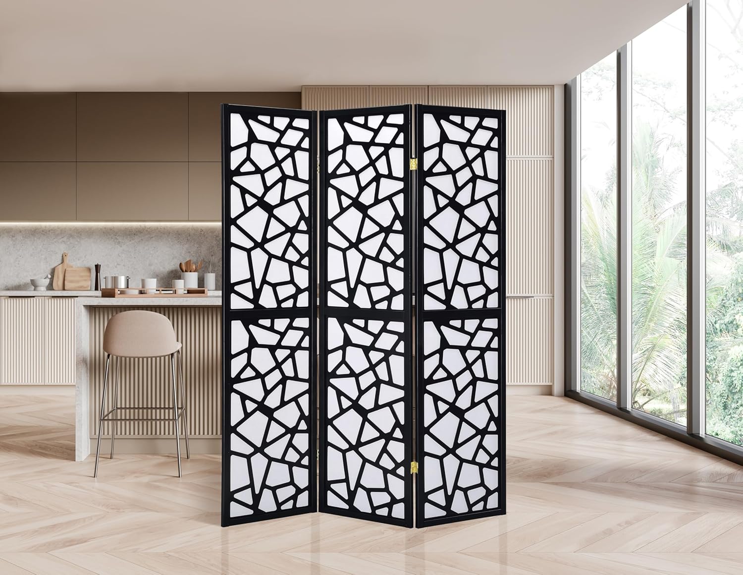 Shoji Screen Divider - Japanese Style 3 Panels Wood Shoji