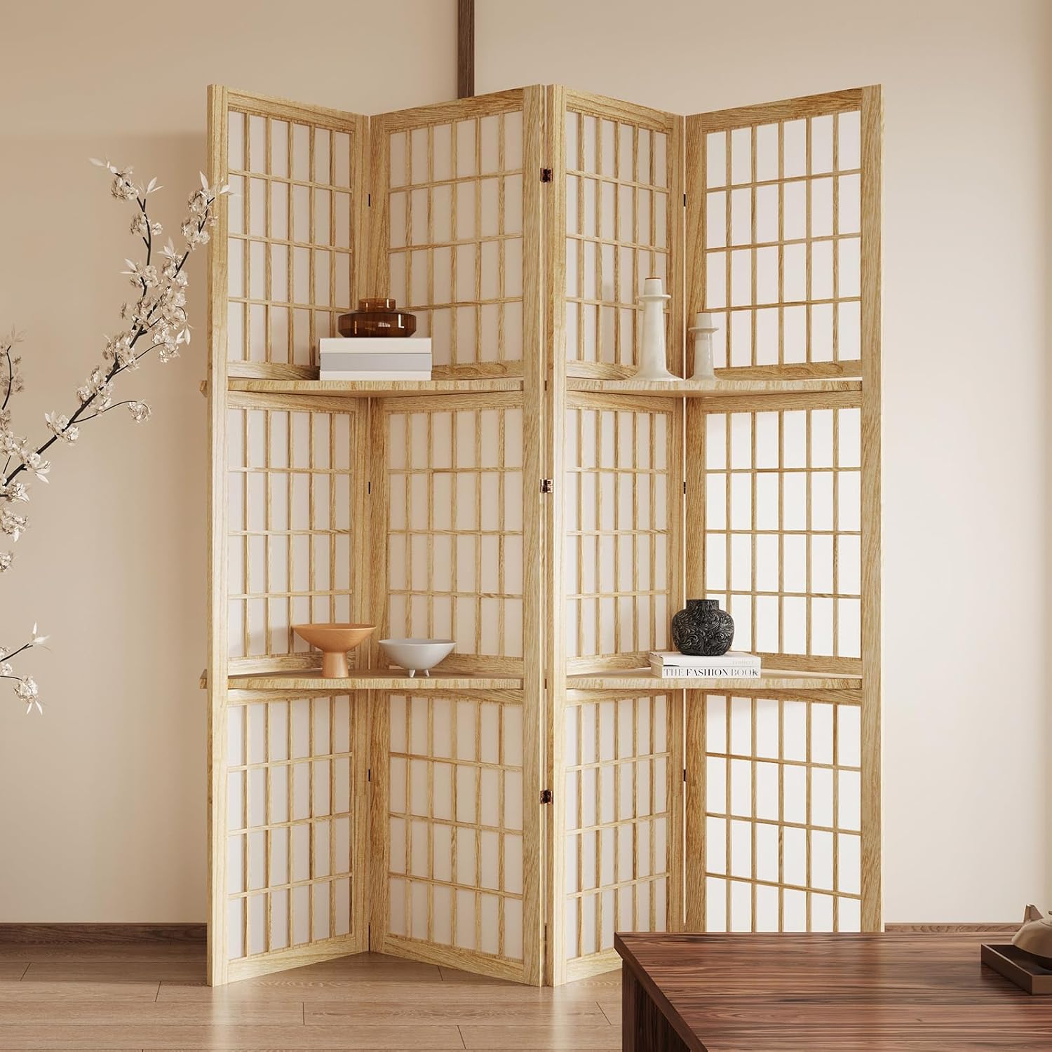 Shoji Screen Divider - 5.6FT Room Divider and Folding Portable