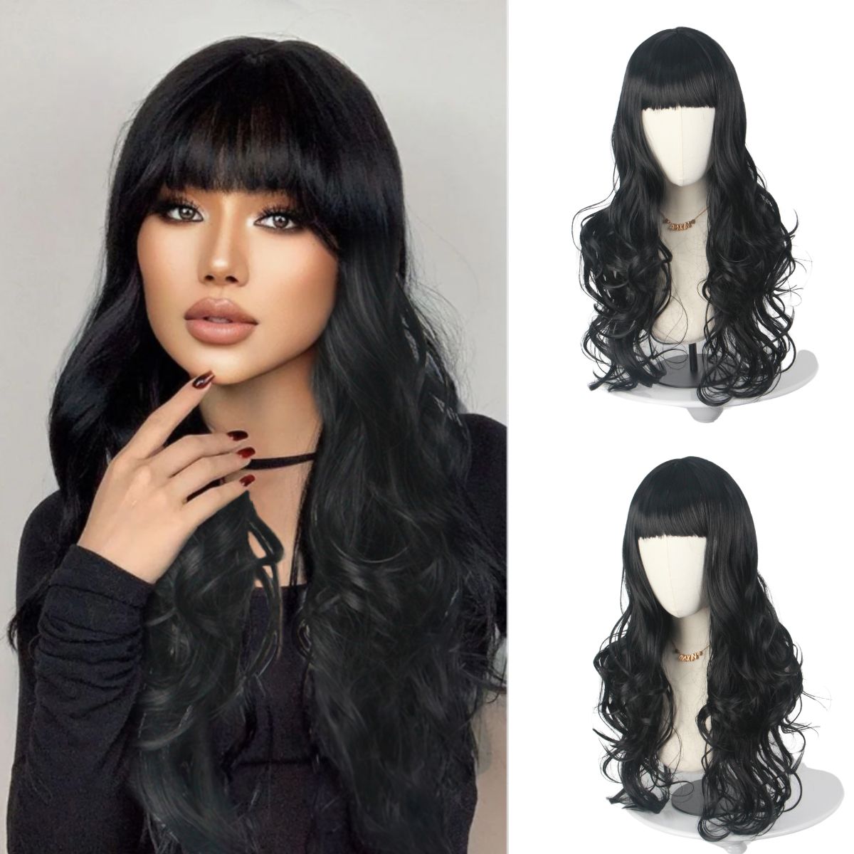 Black Long Curly Hair with Ban - مراجعة Japanese Daily Lifestyle وسعره