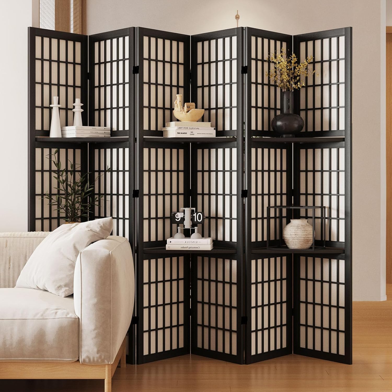 Room Divider with Shelves, 66. - مراجعة Shoji Screen Divider وسعره