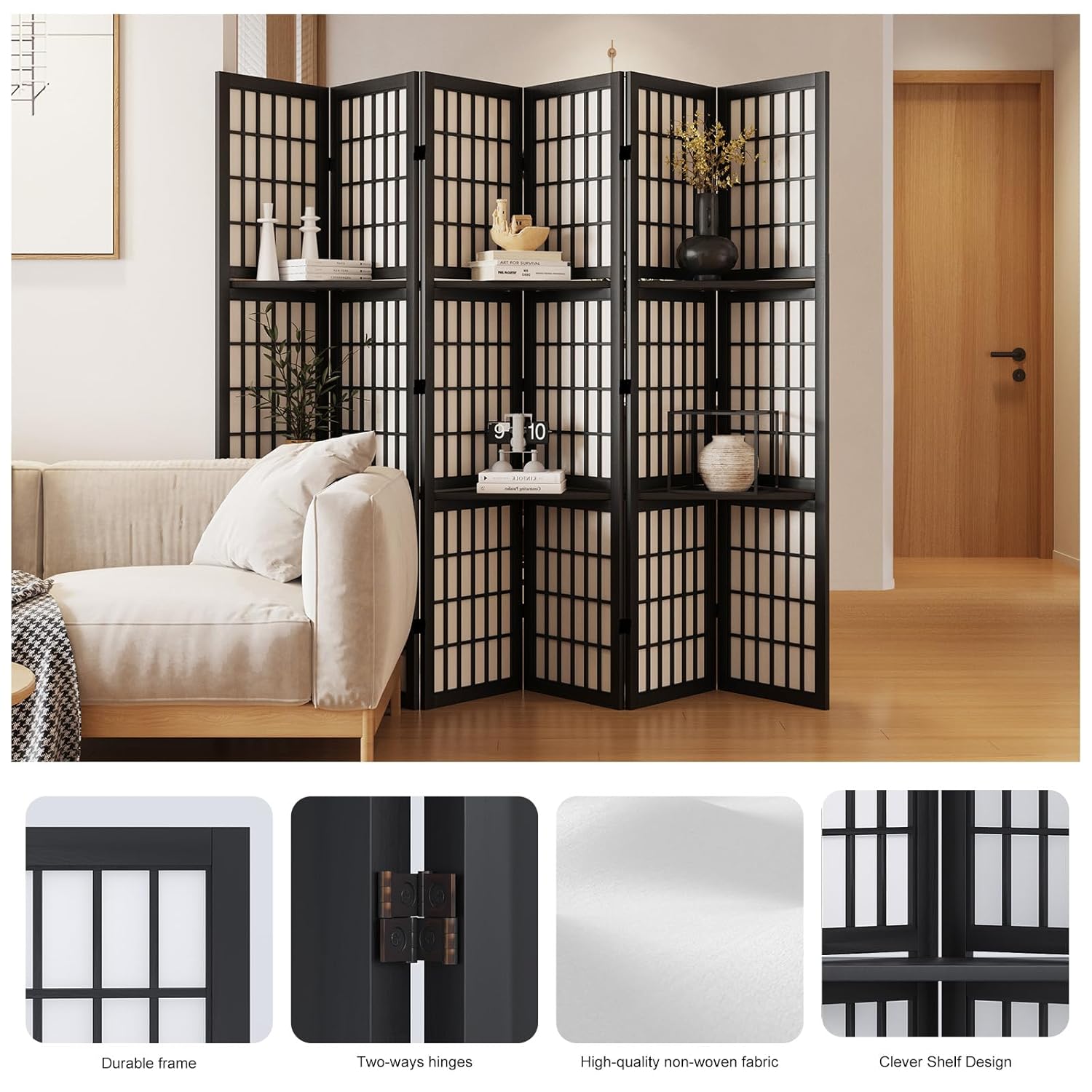 Room Divider with Shelves, 66. - مراجعة Shoji Screen Divider وسعره