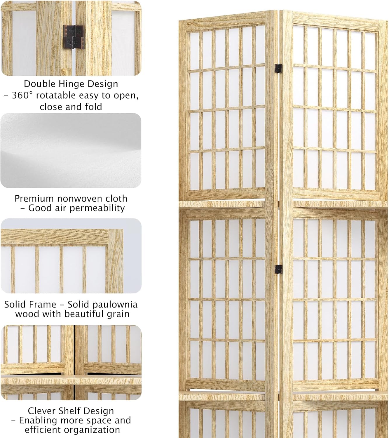 5.6FT Room Divider and Folding - مراجعة Shoji Screen Divider وسعره
