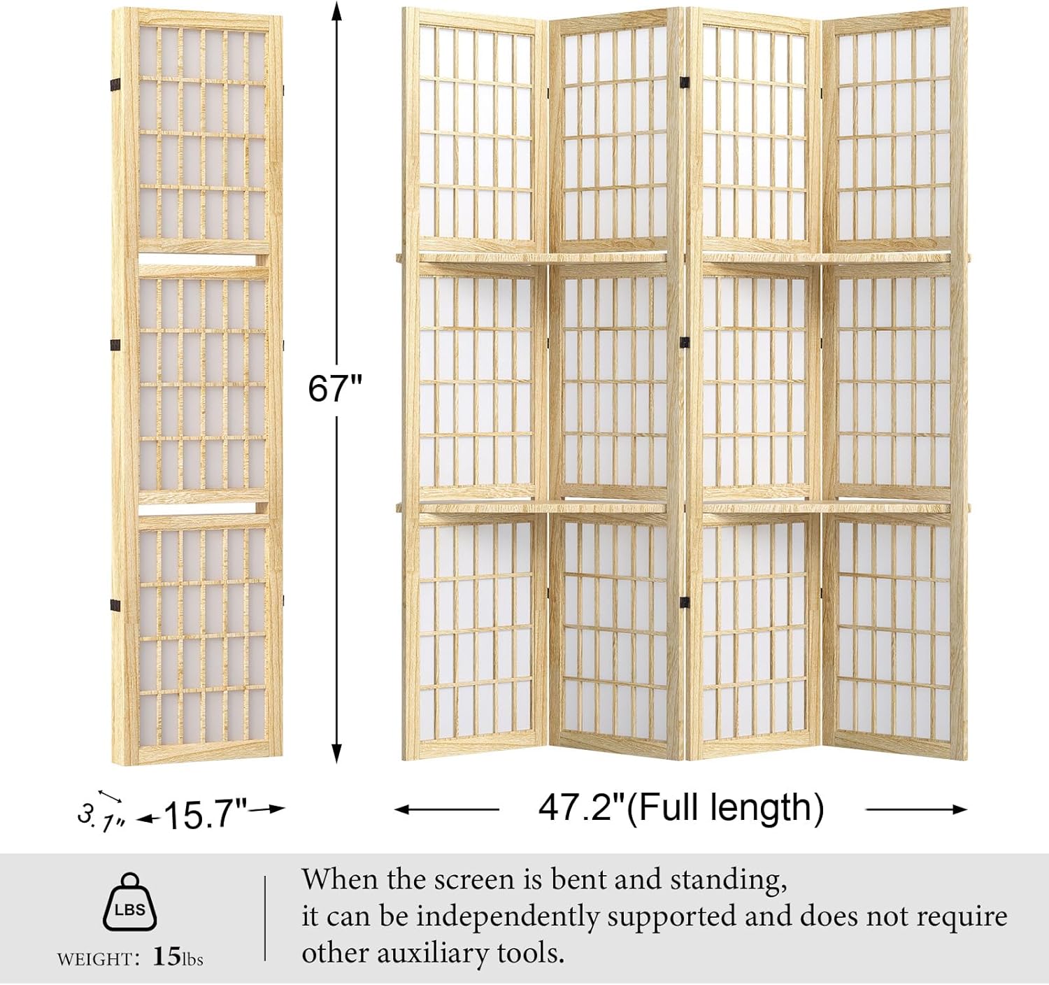 5.6FT Room Divider and Folding - مراجعة Shoji Screen Divider وسعره