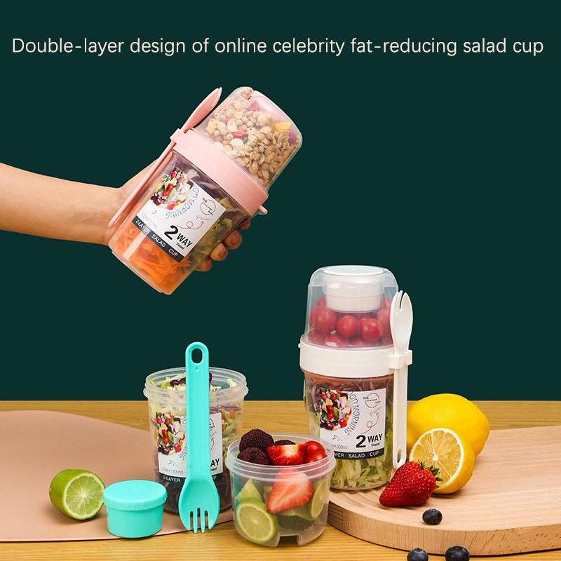 Breakfast Fruit Oat Yogurt Sal - مراجعة Bento Box Two Tier وسعره