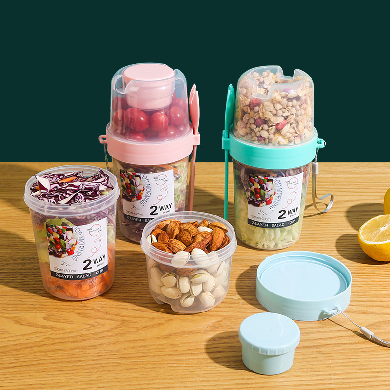 Breakfast Fruit Oat Yogurt Sal - مراجعة Bento Box Two Tier وسعره